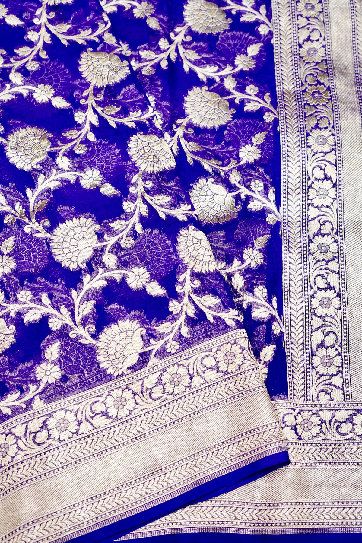 Handwoven Purple Banarasi Khaddi Georgette Saree