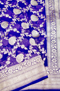 Handwoven Purple Banarasi Khaddi Georgette Saree