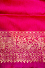Handwoven Rani Pink Motif Banarasi Mashru Silk Saree
