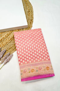 Handwoven Peach Banarasi Khaddi Georgette Saree