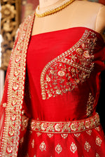 Designer Red Raw Silk Bridal Lehenga