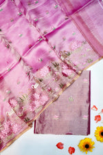 Designer Lavender Pink Tissue Silk  Suit