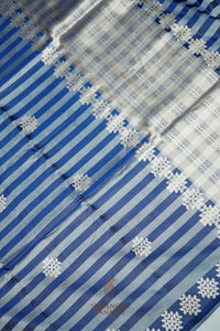 Handwoven Blue Banarasi Mashru Silk Saree