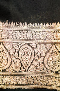 Handwoven Black Banarasi Organza Saree