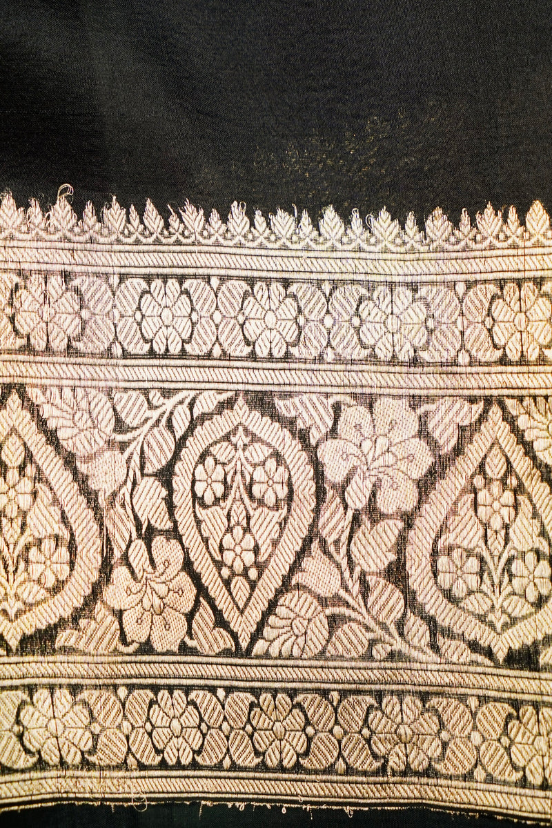 Handwoven Black Banarasi Organza Saree