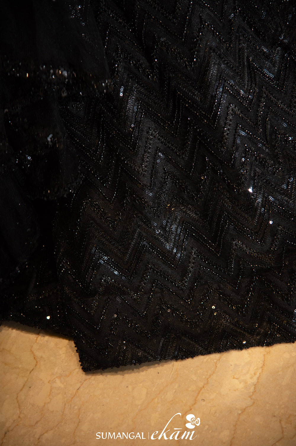 Designer Black Net Fish Cut Lehenga