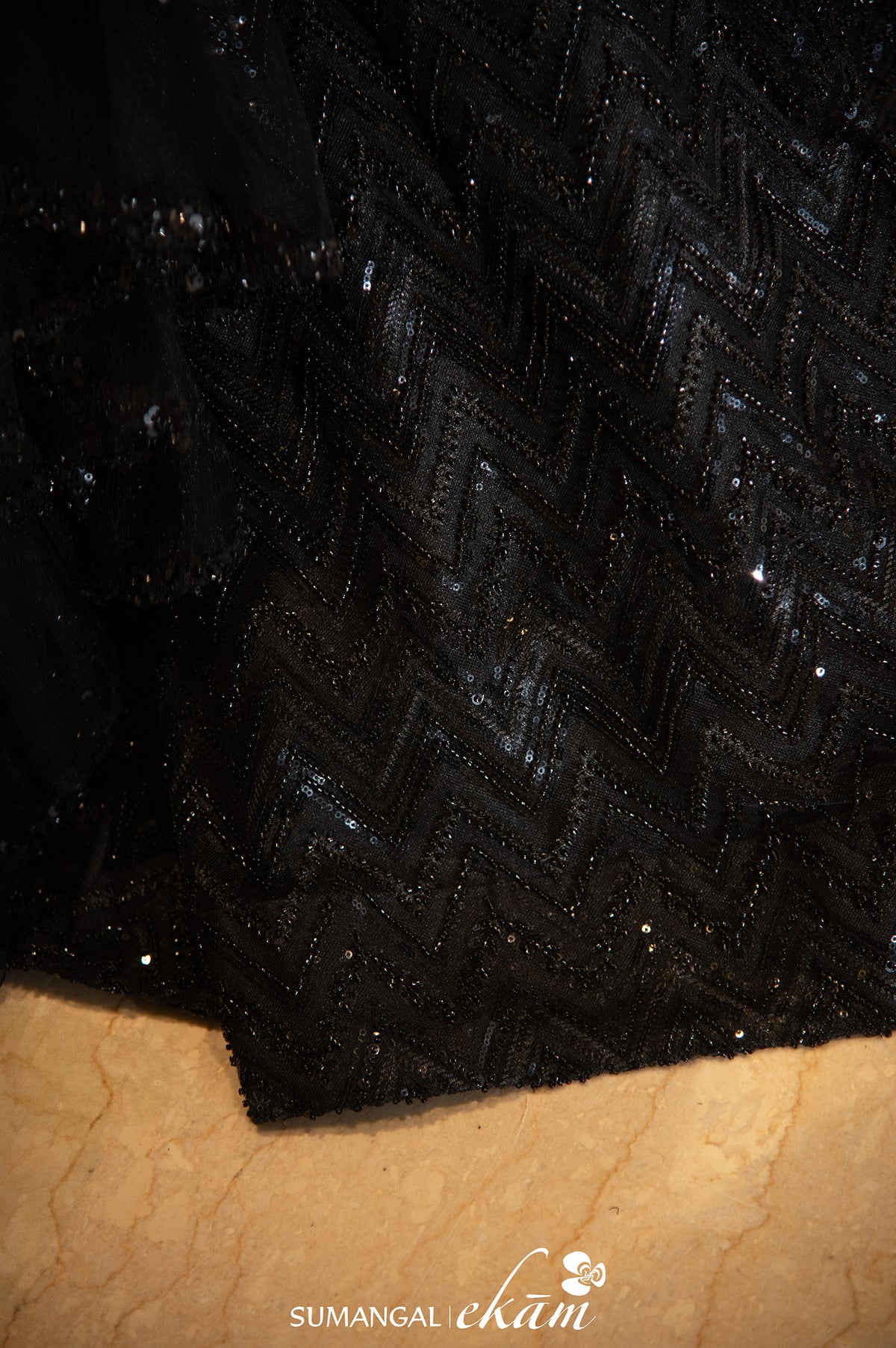 Designer Black Net Fish Cut Lehenga