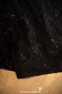 Designer Black Net Fish Cut Lehenga