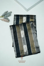 Handwoven Black Shikargah Banarasi Tissue Katan Silk Saree