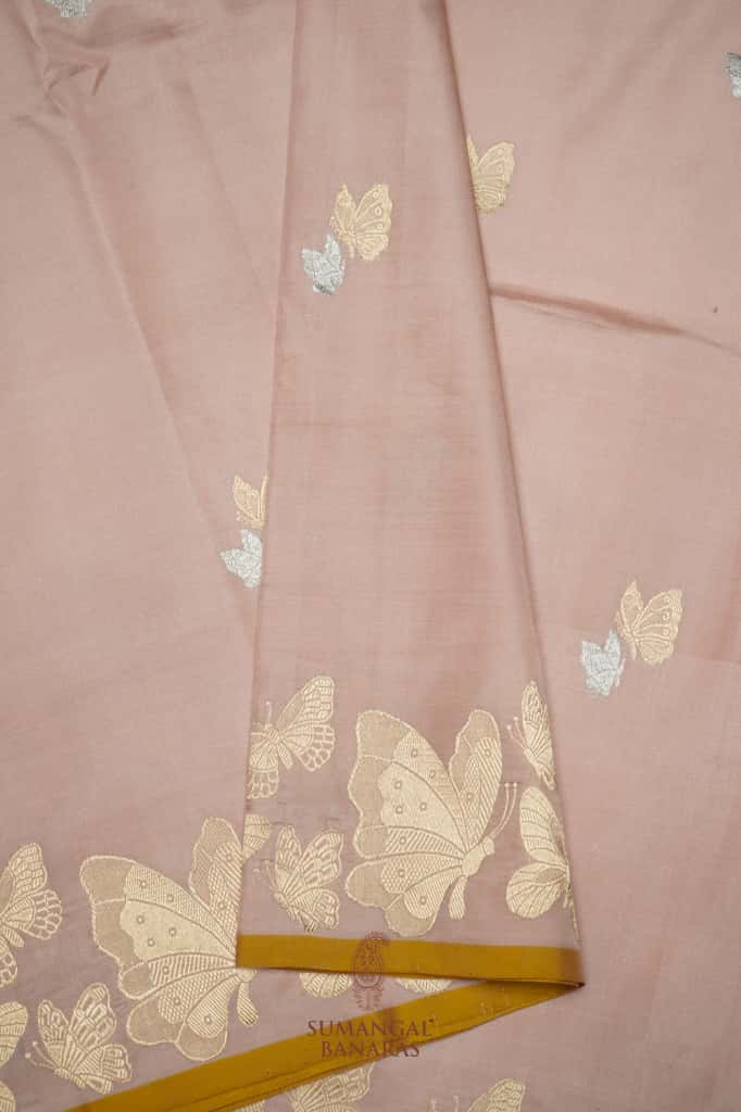 Handwoven Peach Banarasi Katan Silk Saree