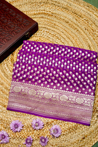 Handwoven Purple Banarasi Khaddi Georgette Saree