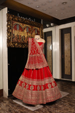 Designer Red Raw Silk Bridal Lehenga