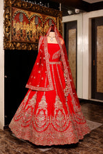 Designer Red Raw Silk Bridal Lehenga