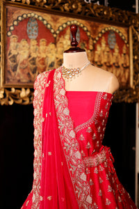 Designer Pink Raw Silk Bridal Lehenga