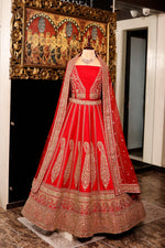 Designer Red Raw Silk Bridal Lehenga