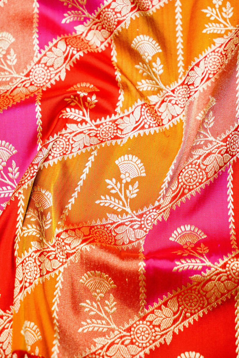 Handwoven Rangkat Kadhwa Banarasi Katan Silk Saree