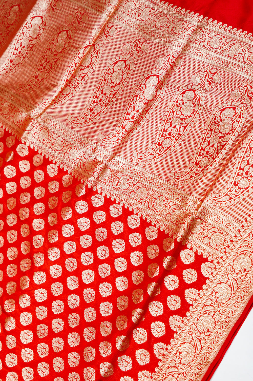 Handwoven Red Kadhwa Banarasi Katan Silk Saree