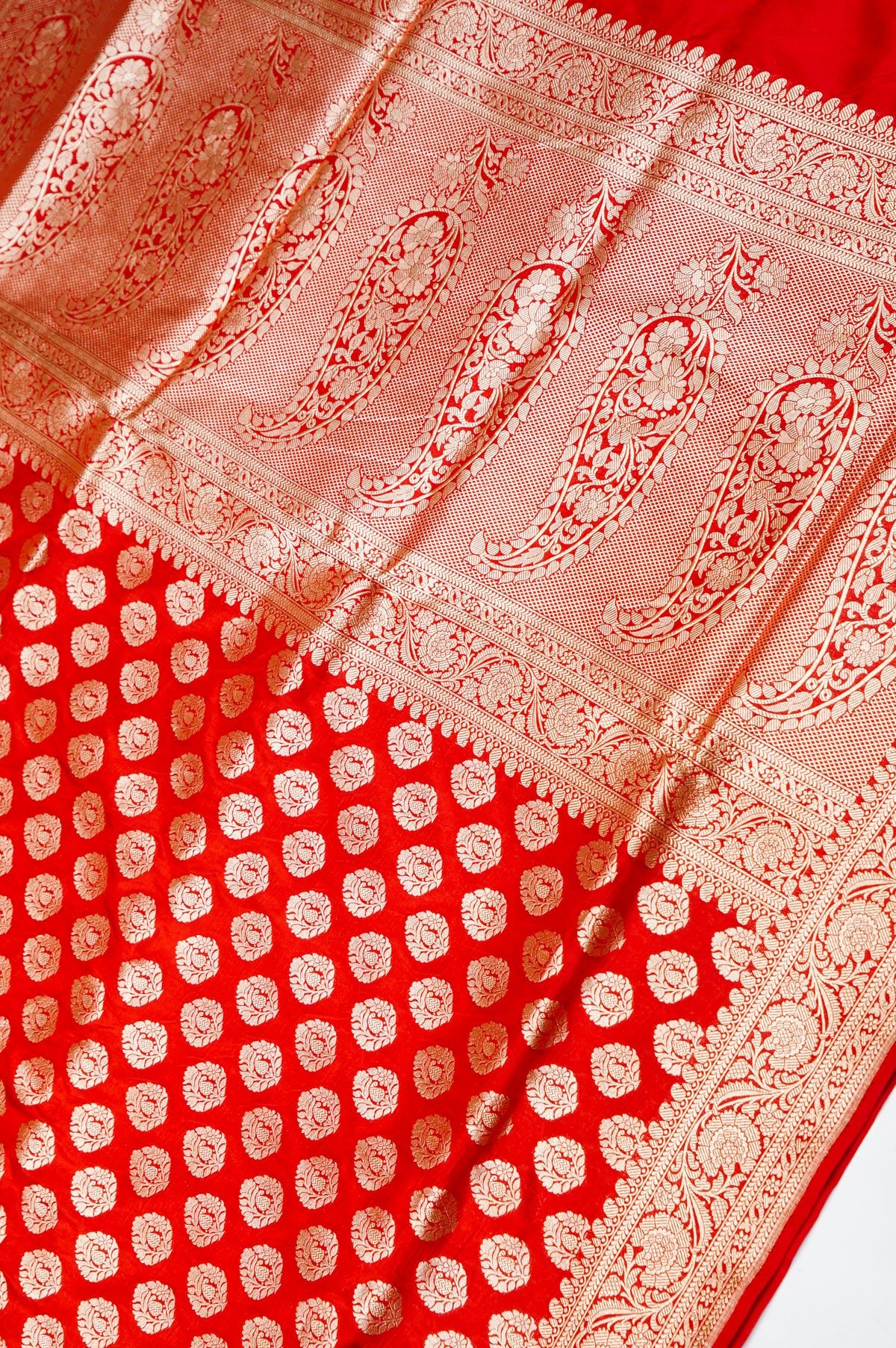 Handwoven Red Kadhwa Banarasi Katan Silk Saree