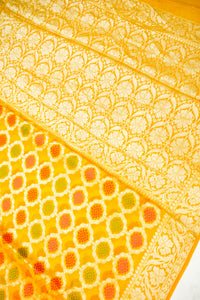 Handwoven Yellow Banarasi Khaddi Georgette Saree