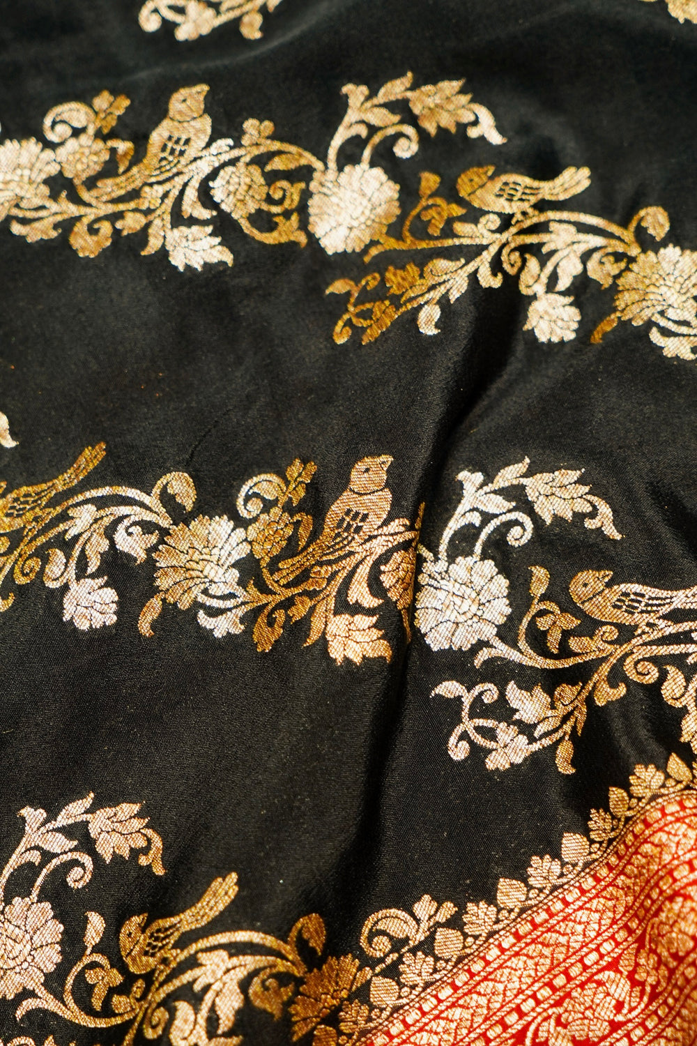 Handwoven Black Banarasi Crepe Silk Saree