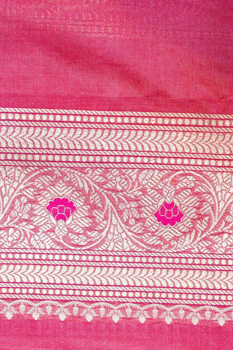 Handwoven Pink Meenakari Kadhwa Banarasi Katan Silk Saree
