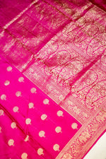 Handwoven Rani Pink Motif Banarasi Mashru Silk Saree