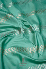 Handwoven Sea Green Banarasi Katan Soft Silk Saree