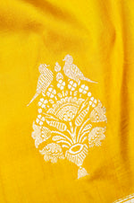 Handwoven Mustard Yellow Banarasi Katan Silk Saree