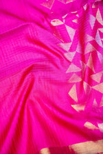 Handwoven Rani Pink Banarasi Soft Silk Saree