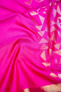 Handwoven Rani Pink Banarasi Soft Silk Saree