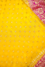 Handwoven Yellow Banarasi Georgette Silk Saree