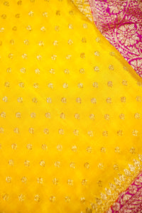 Handwoven Yellow Banarasi Georgette Silk Saree