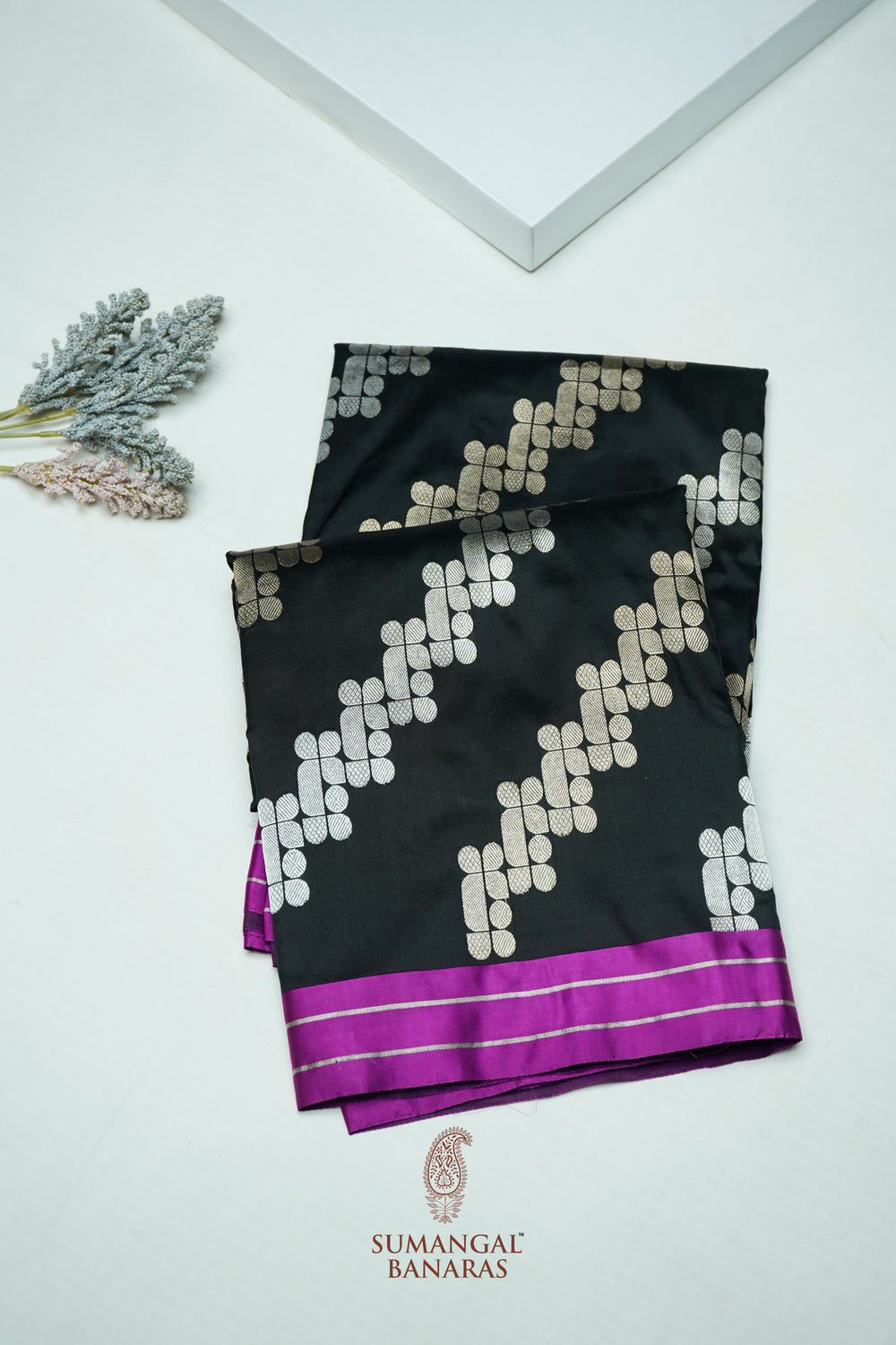 Handwoven Black Banarasi Katan Silk Saree