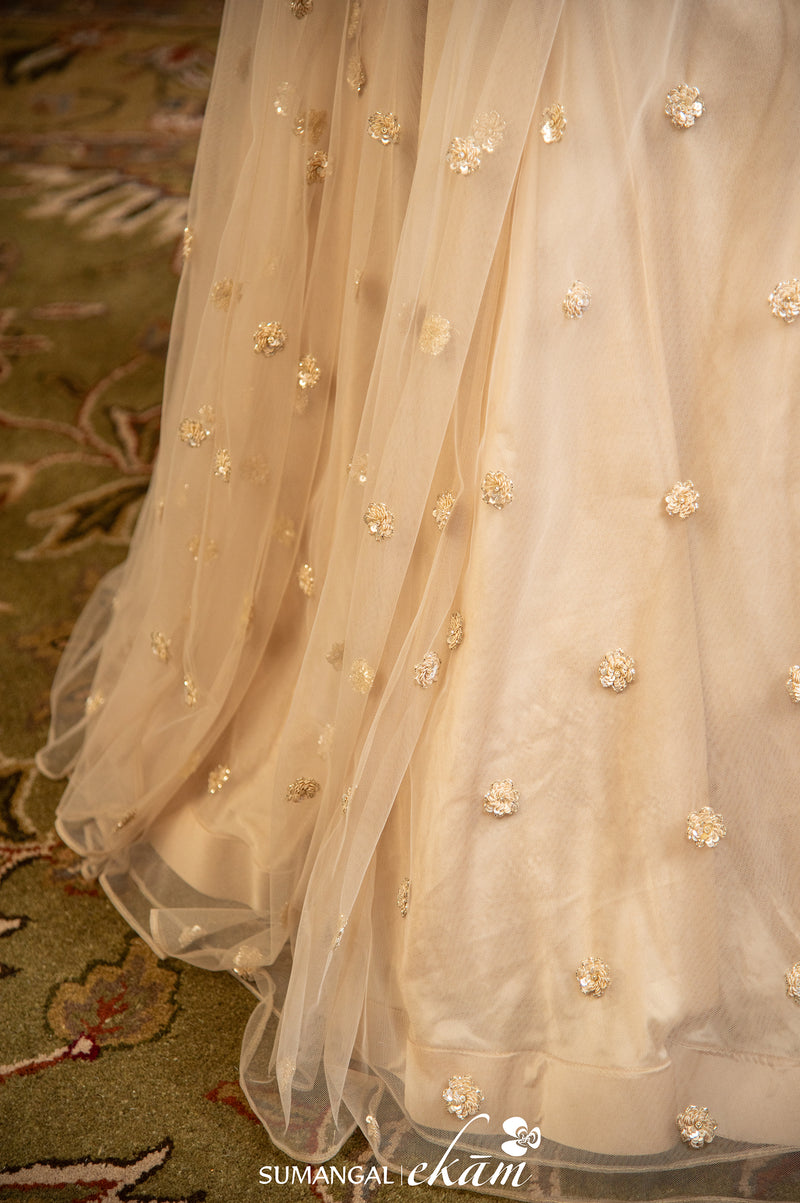 Designer Off White Net Party Wear Lehenga