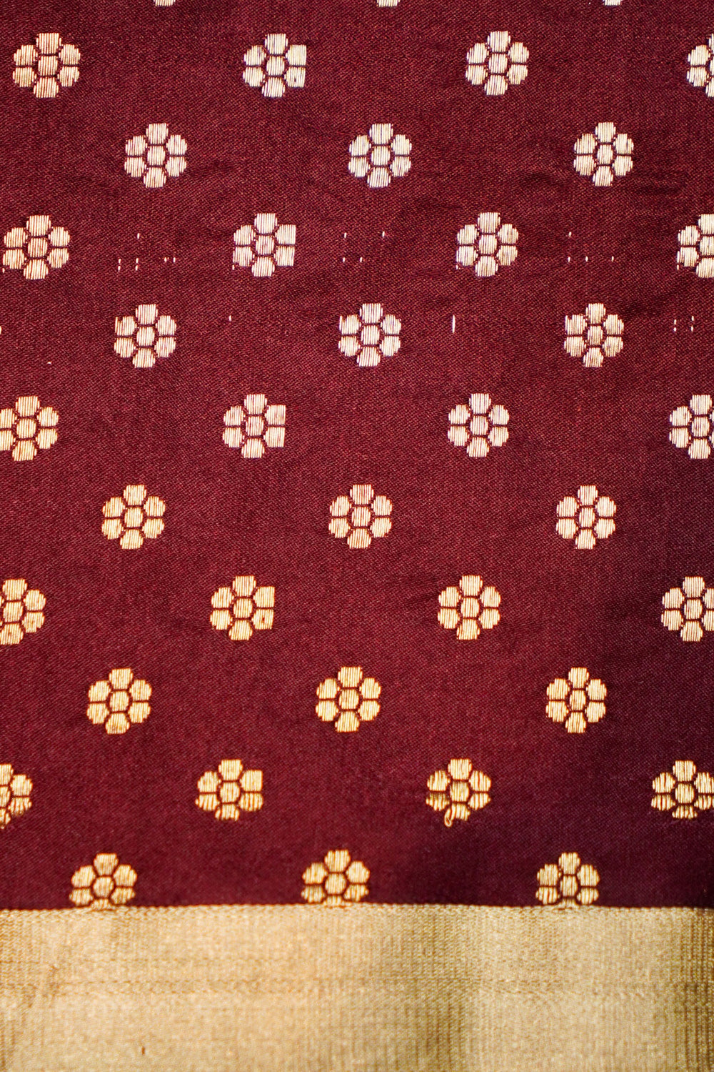 Handwoven Maroon Banarasi Mashru Katan Saree