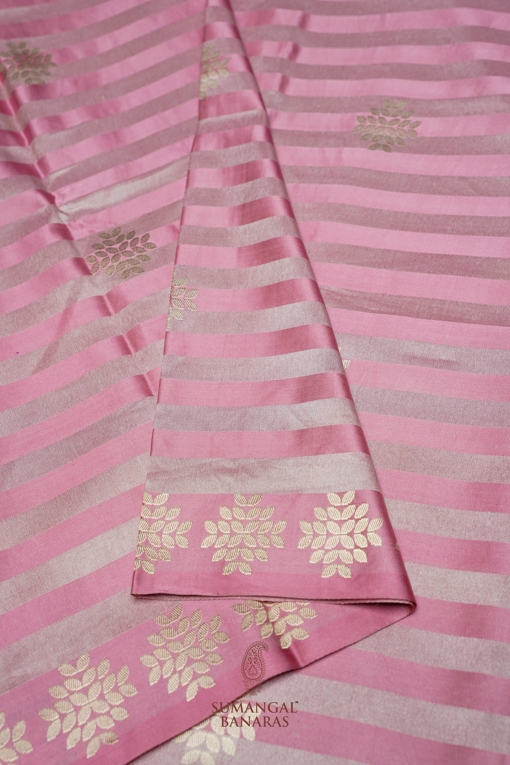 Handwoven Onion Pink Banarasi Mashru Silk Saree