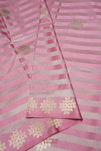 Handwoven Onion Pink Banarasi Mashru Silk Saree