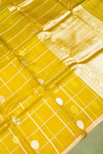 Handwoven Lemon Yellow Banarasi Organza Saree