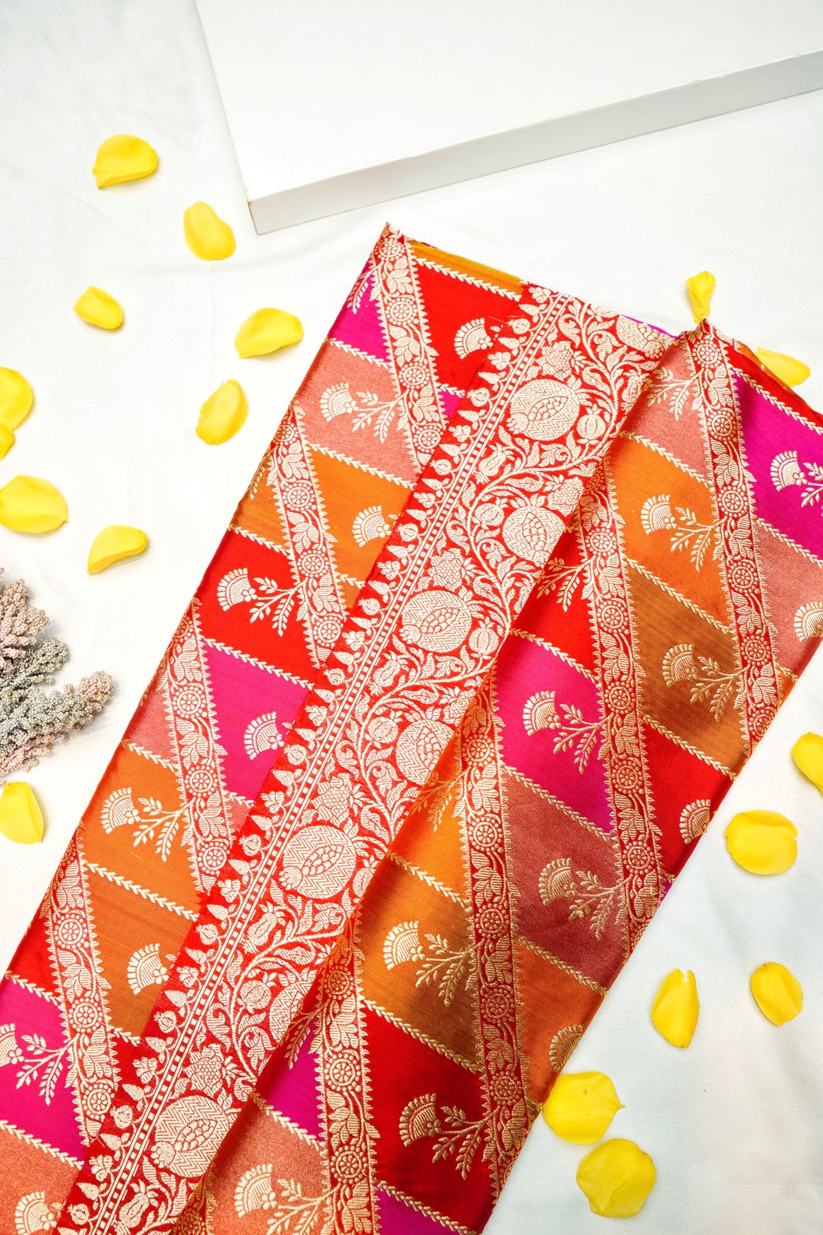 Handwoven Rangkat Kadhwa Banarasi Katan Silk Saree