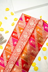 Handwoven Rangkat Kadhwa Banarasi Katan Silk Saree