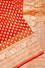 Handwoven Rust Orange Banarasi Khaddi Georgette Saree