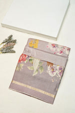 Handwoven Grey Motif Banarasi Soft Silk Saree