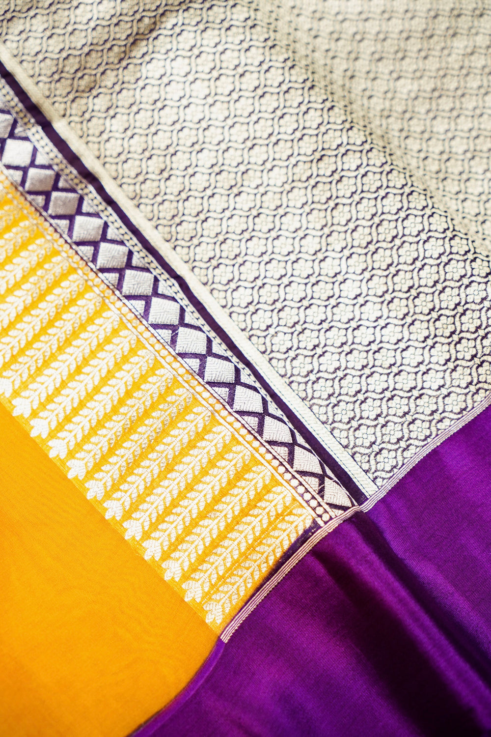 Handwoven Yellow Banarasi Organza Saree