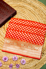 Handwoven Rust Orange Banarasi Khaddi Georgette Saree
