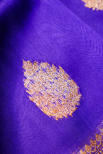Handwoven Purple Banarasi Kora Silk Saree
