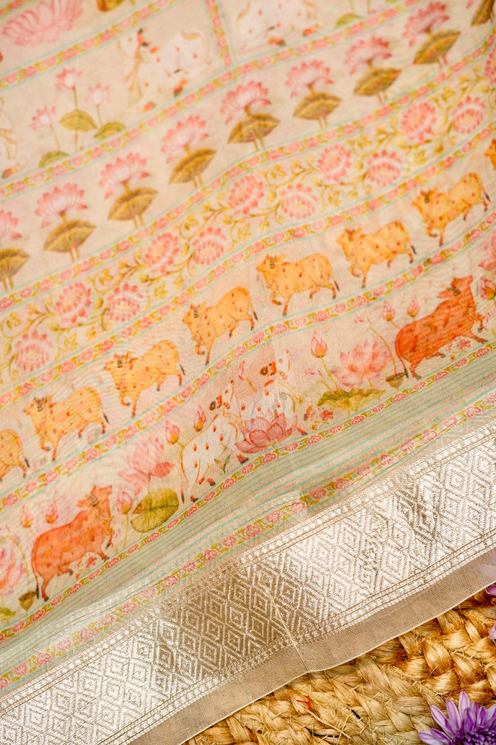 Designer Cream Moonga Silk Suit