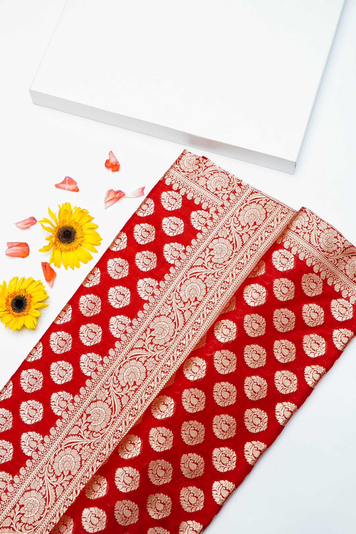 Handwoven Red Kadhwa Banarasi Katan Silk Saree