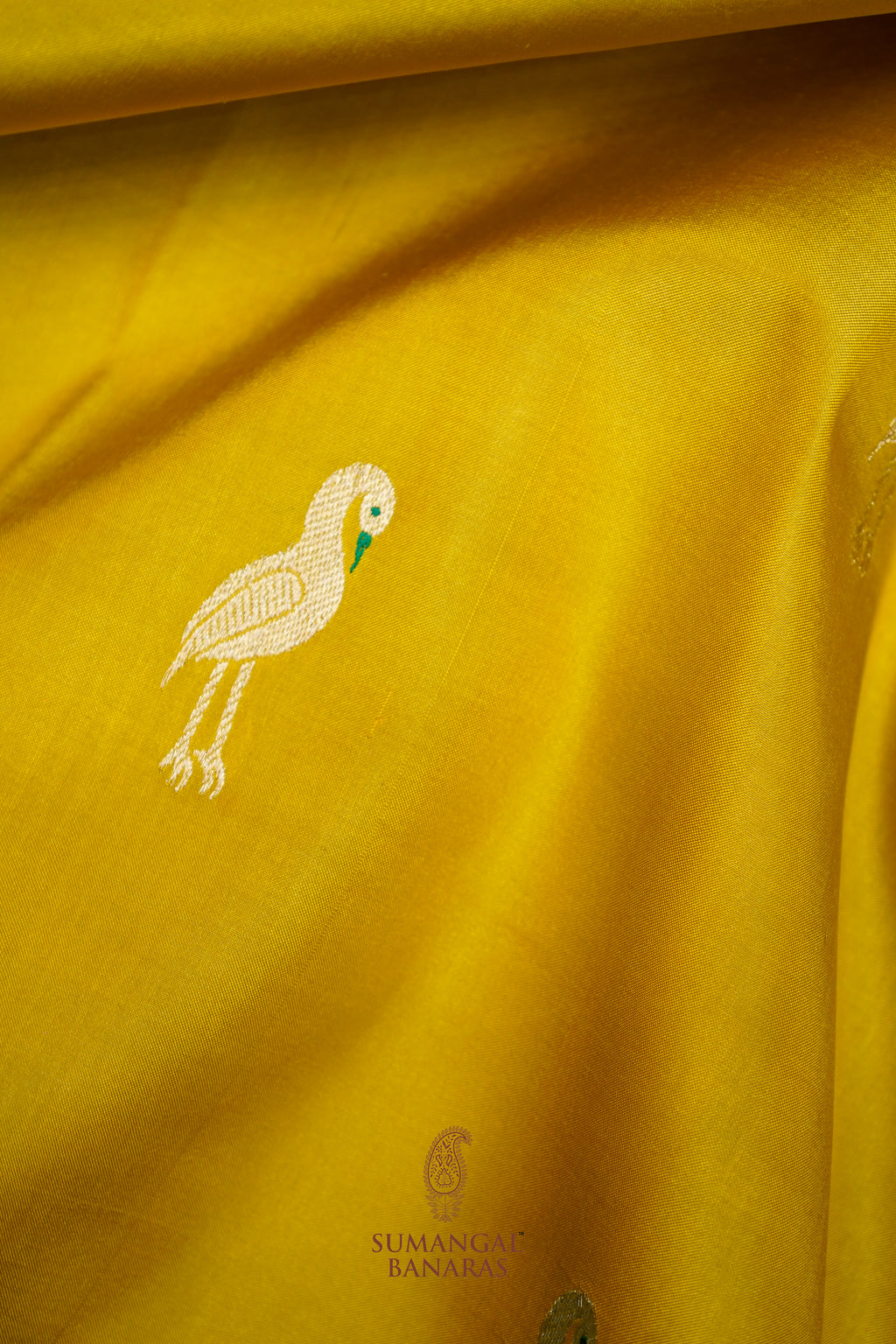 Handwoven Yellow Motif Banarasi Katan Silk Saree