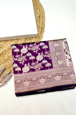 Handwoven Purple Banarasi Katan Silk Saree