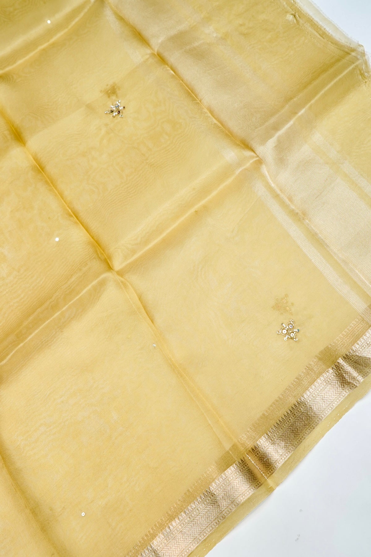 Designer Light Pista  Organza Silk Suit